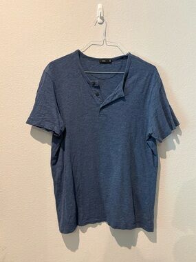 Vince Short-Sleeve Blue Henley Tee